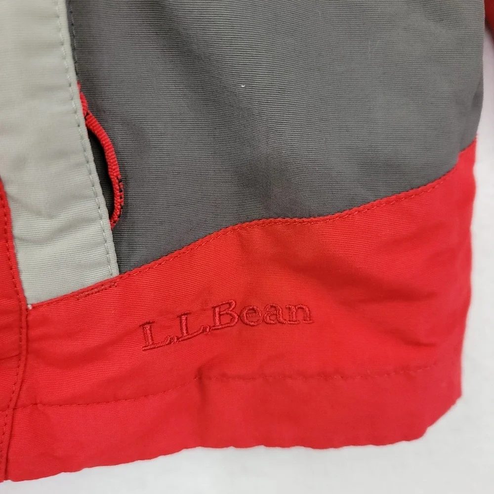 L.L Bean Kids 3 in 1 Red Gray Hide-Away Hood Wind Breaker Classic Jacket M10/12